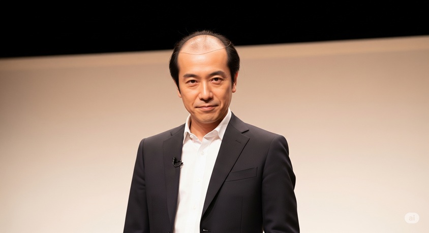 "役作りのためにカツラやウィッグを使用していることを公表した俳優が、その理由や経緯を説明している場面をイメージさせる画像"