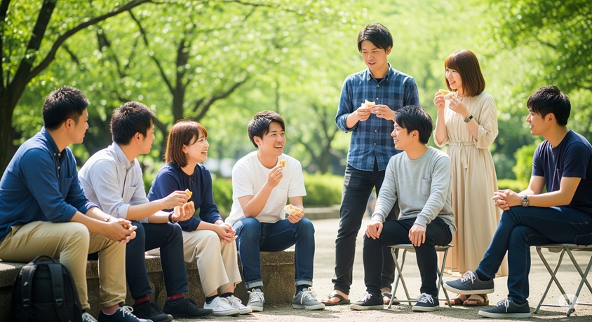 校の校庭でベンチに座って物思いにふける女子生徒の姿です。遠くには楽器を演奏する他の生徒が見えます。
