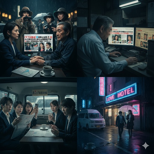 ラブホテルやネットニュースを調査する探偵たちのイメージ