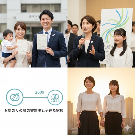石垣のりこ議員の結婚・出産から離婚、娘との現在をイメージしたコラージュ