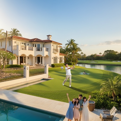 オーストラリアの別荘でゴルフをする男性と手を振る人々のまとめ画像