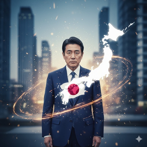 日本地図と国旗が重ねられた吉村洋文氏のイメージ画像(結論)