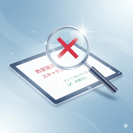 熱愛報道やスキャンダルがないことを示す虫眼鏡とクリーンな背景