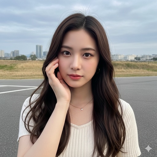 優しい表情で頬に手を当てる若い日本人女性のポートレート