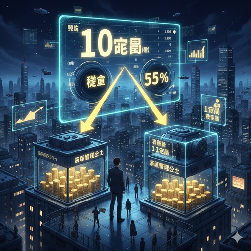 年収10億円が制作経費と税金によって手取りが減少する様子を表現したイラスト。資産管理会社の概念も示されている。