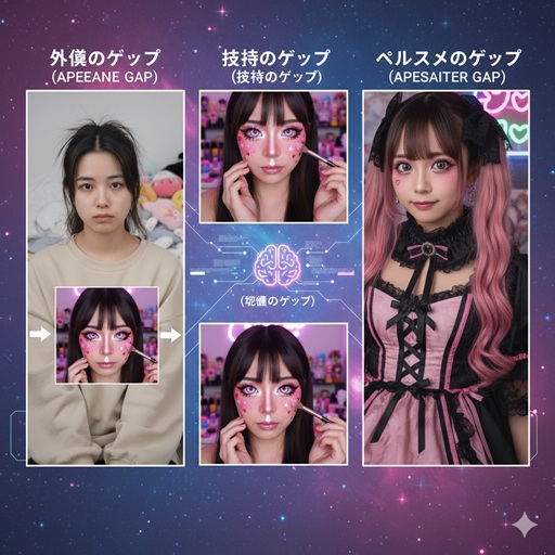 ゼパの人気の理由である「3つのギャップ」(外見・技術・ペルソナ)を統合したイメージ