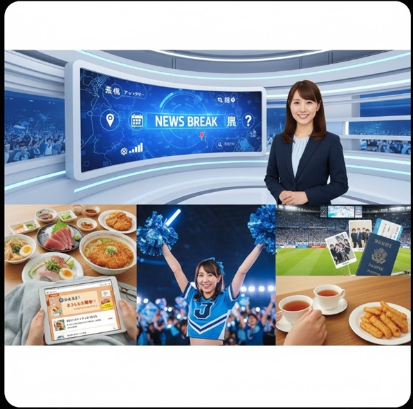 永見アナウンサーの充実した独身生活（グルメ、推し活、旅行、仕事）を表現したまとめコラージュ画像