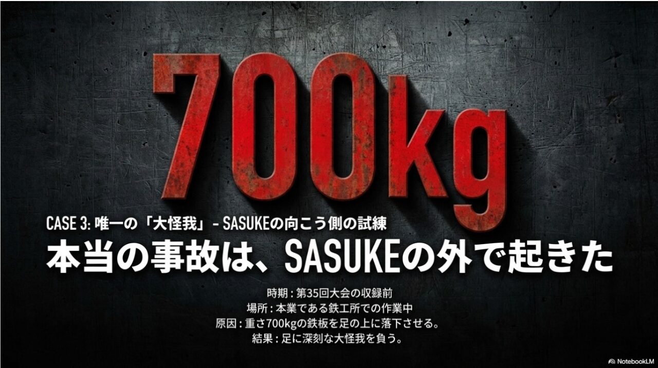 山田勝巳の本業鉄工所での700kg鉄板落下事故の衝撃を伝える画像