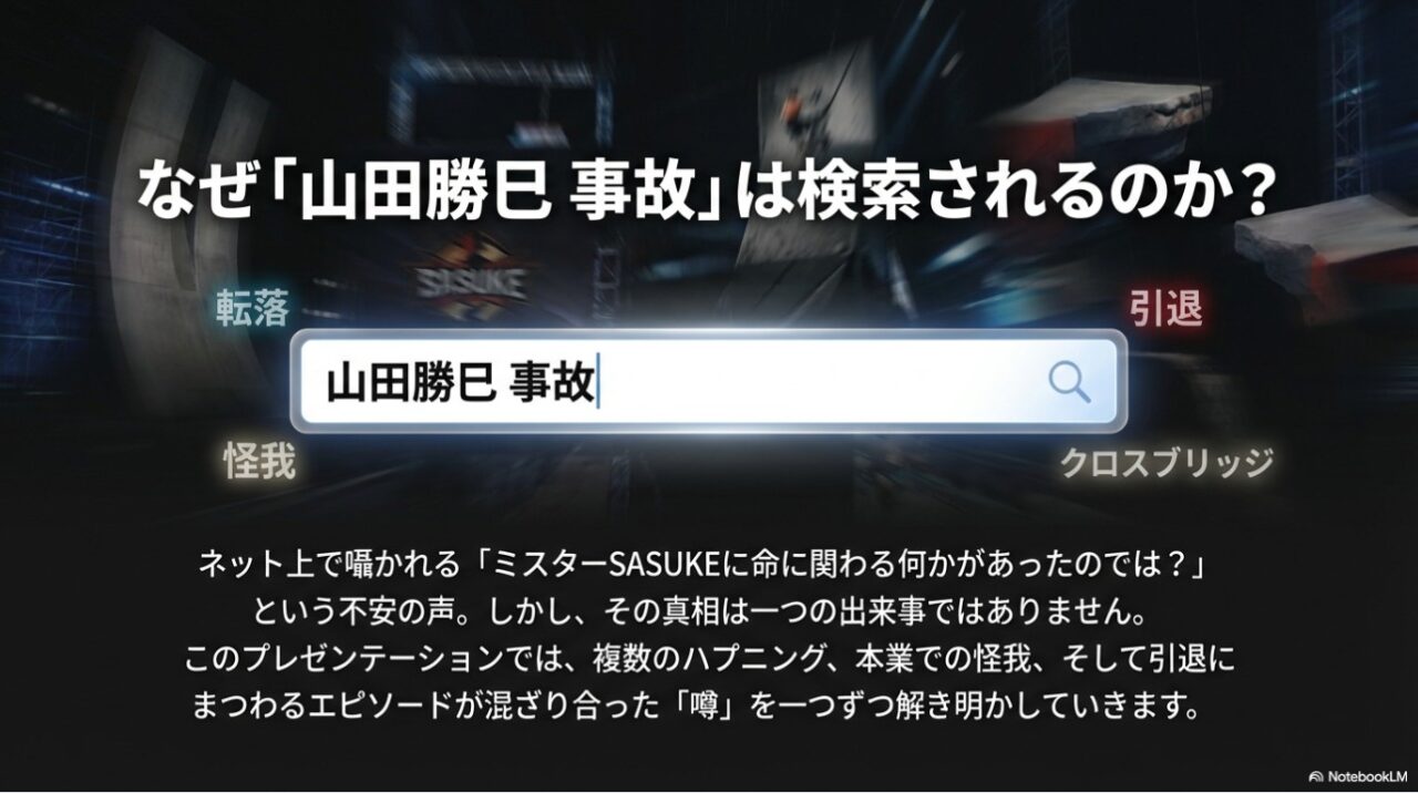 「山田勝巳 事故」というキーワードが検索される背景の解説図