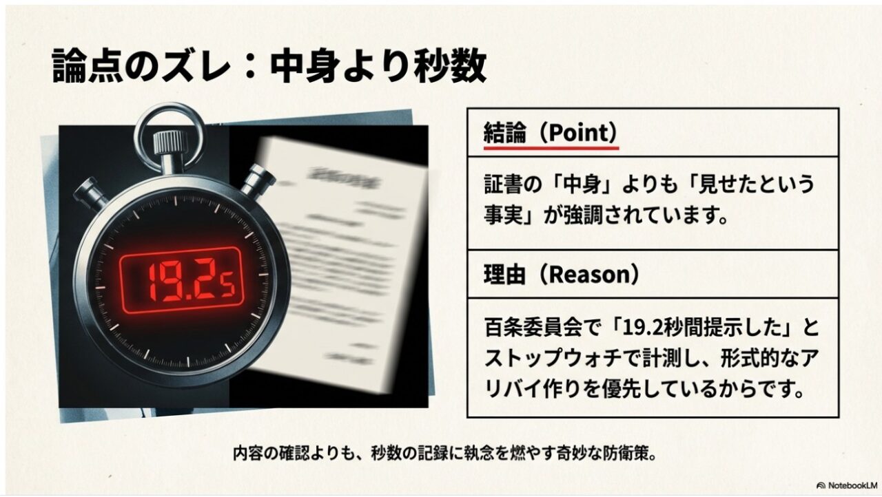 卒業証書の提示時間19.2秒を計測したストップウォッチのイメージ画像