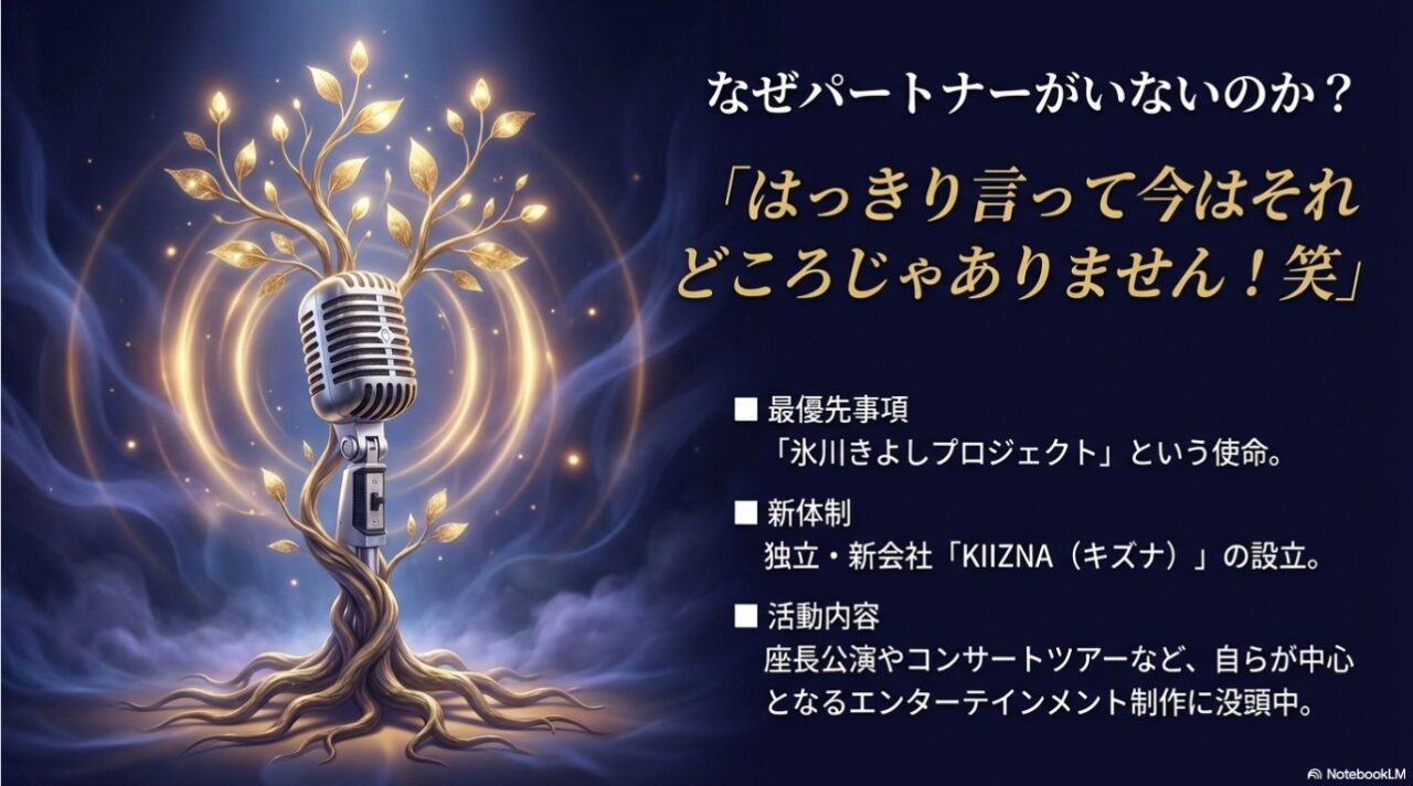 氷川きよしがパートナーを作らない理由：新会社KIIZNAとプロジェクトへの集中