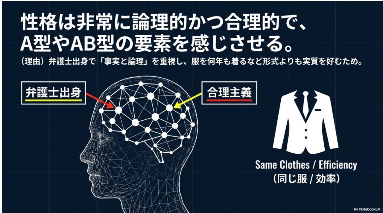 吉村洋文の論理的思考と合理主義的な性格を表す脳内イメージとスーツ