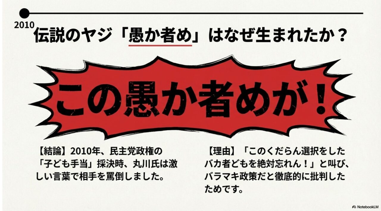 2010年の国会で丸川珠代が放った愚か者めヤジのイメージ