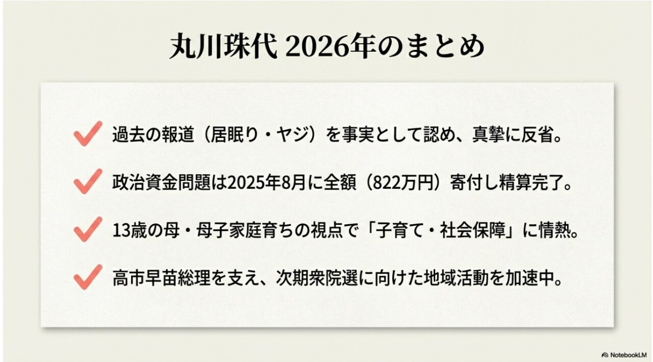 丸川珠代の2026年における反省・問題精算・政策への情熱をまとめた最終チェックリスト