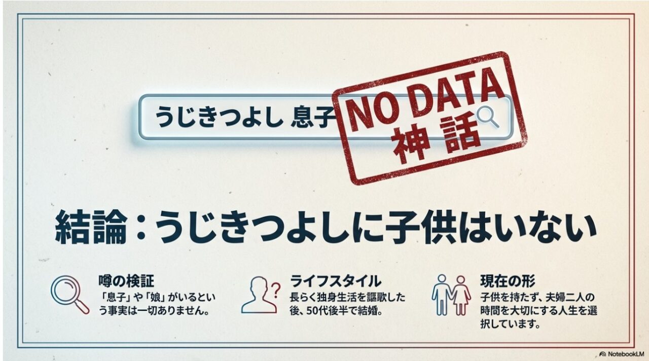 結論：うじきつよしに子供はいない。噂の検証と現在の夫婦生活についての解説図
