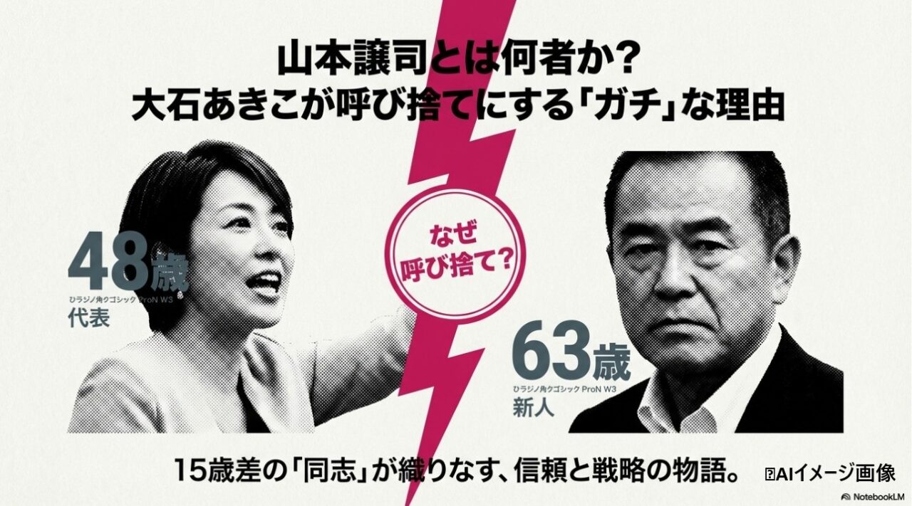 山本譲司とは何者か？大石あきこが呼び捨てにする理由と15歳差の信頼関係解説図