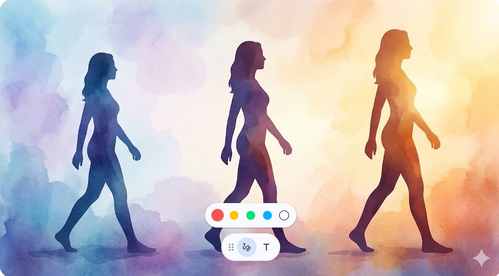 女性の成長と変化を象徴するシルエットのシーケンス